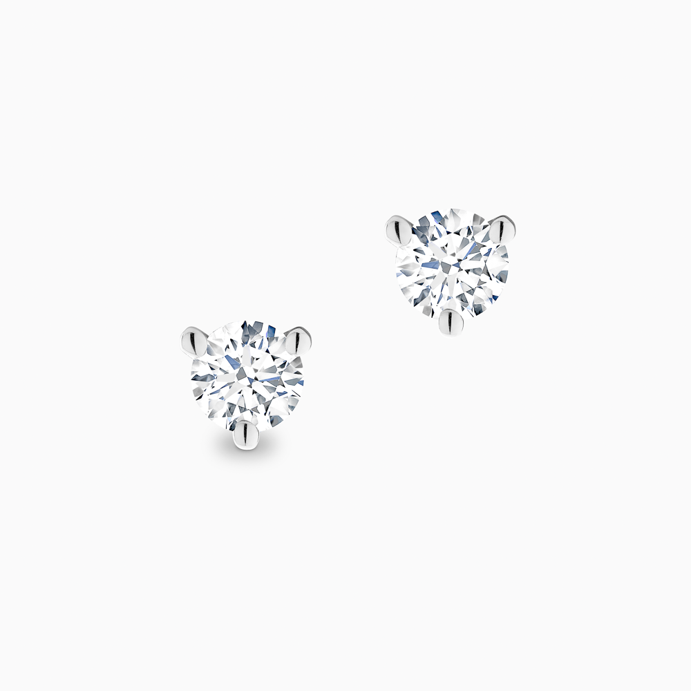 Three Prong Diamond Stud Earrings