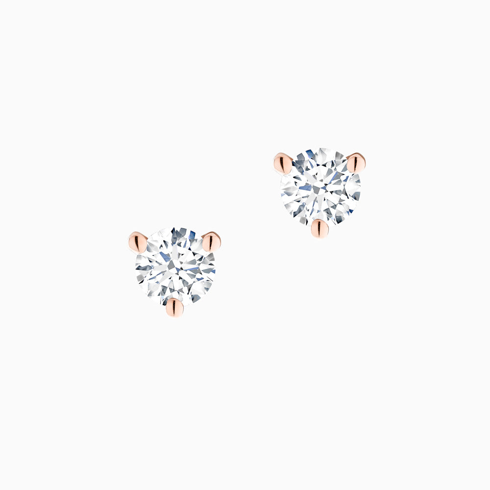 Three Prong Diamond Stud Earrings
