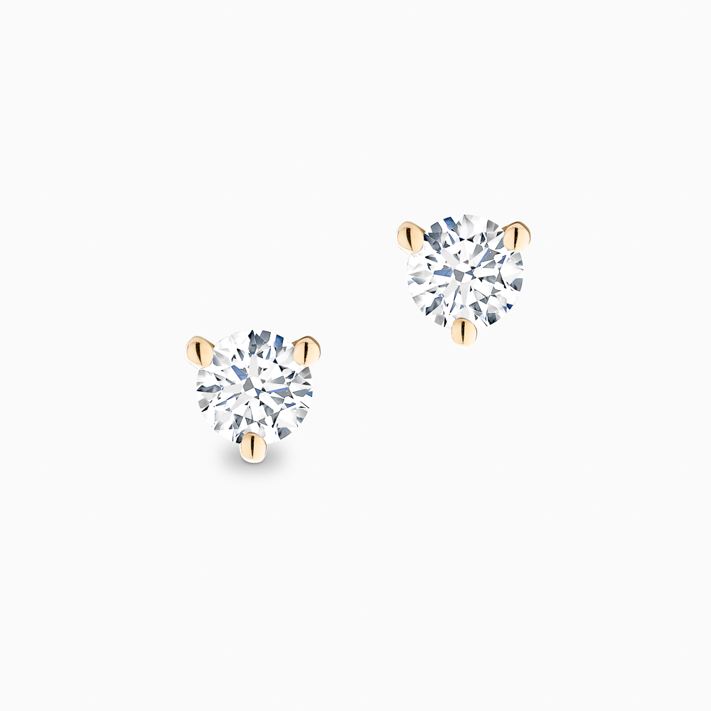 Three Prong Diamond Stud Earrings