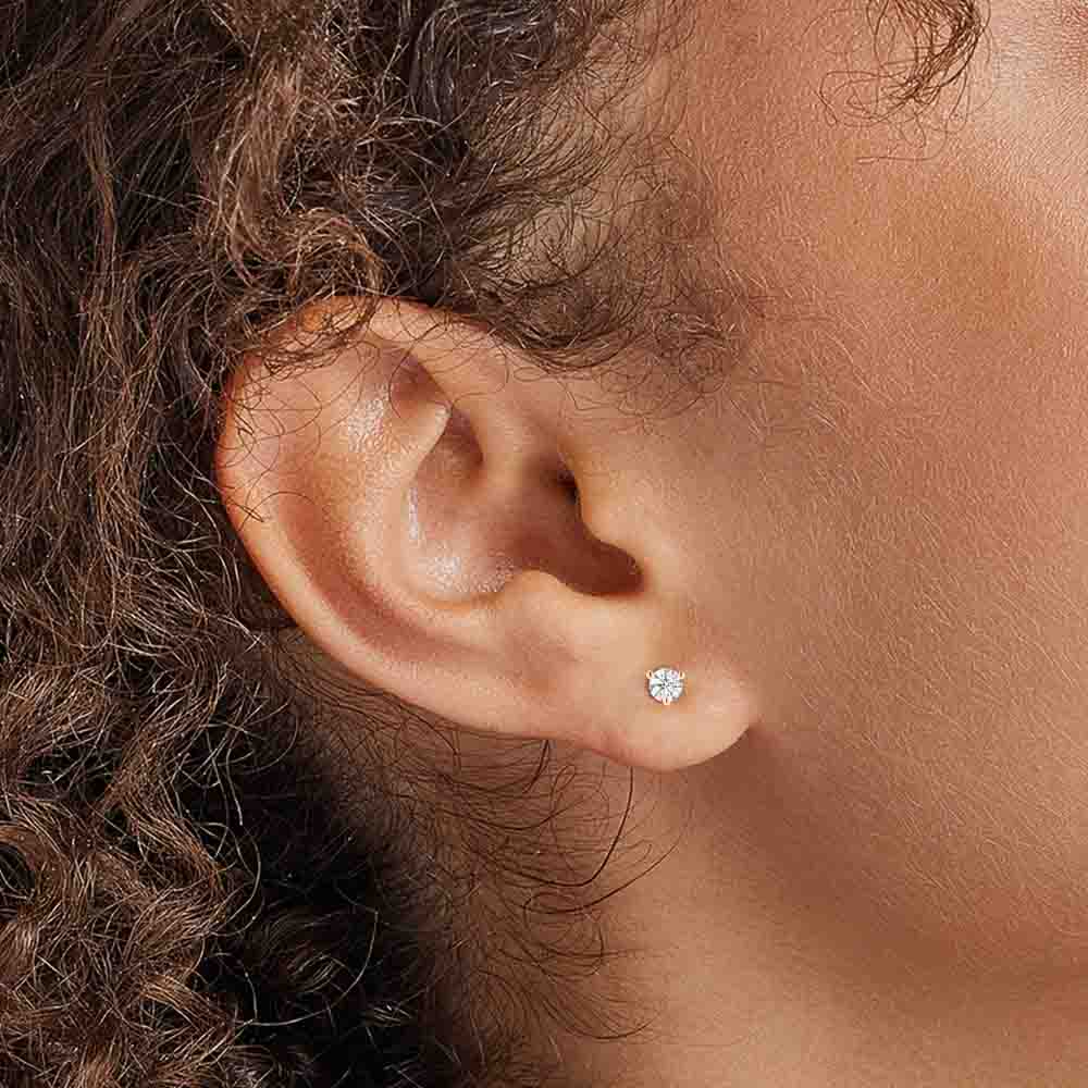 Three Prong Diamond Stud Earrings