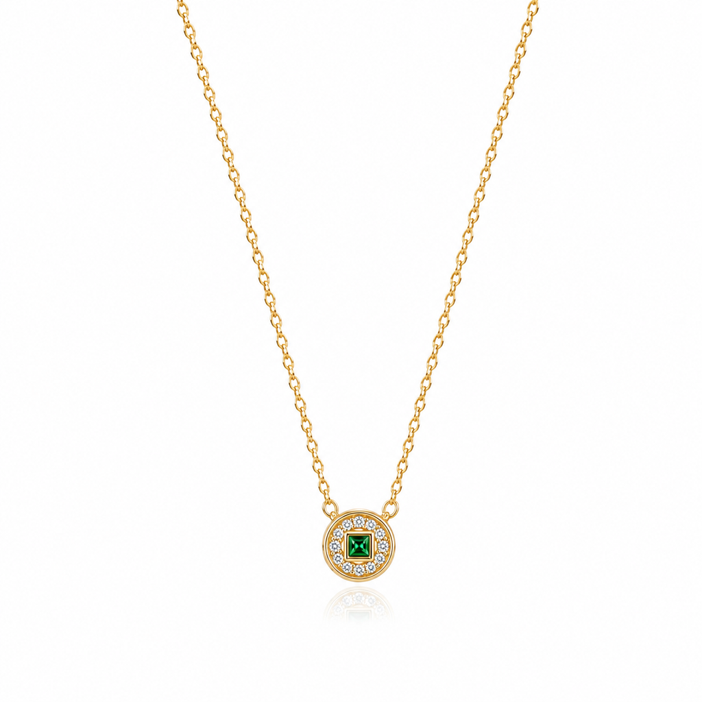 Pavé Emerald Medallion Necklace