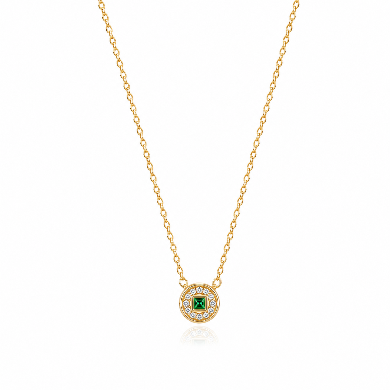 Pavé Emerald Medallion Necklace