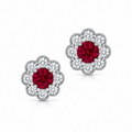 Ruby Diamond Cluster Studs