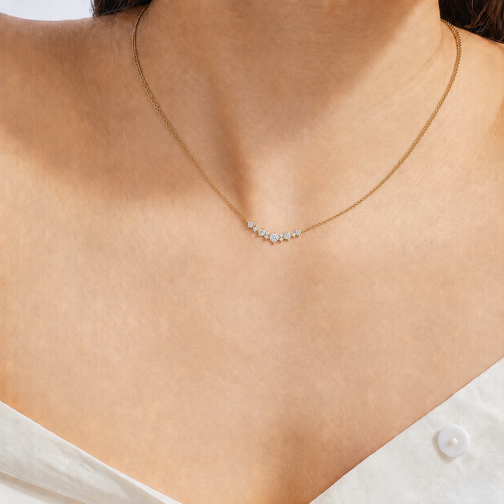 Cluster Diamond Pendant Necklace