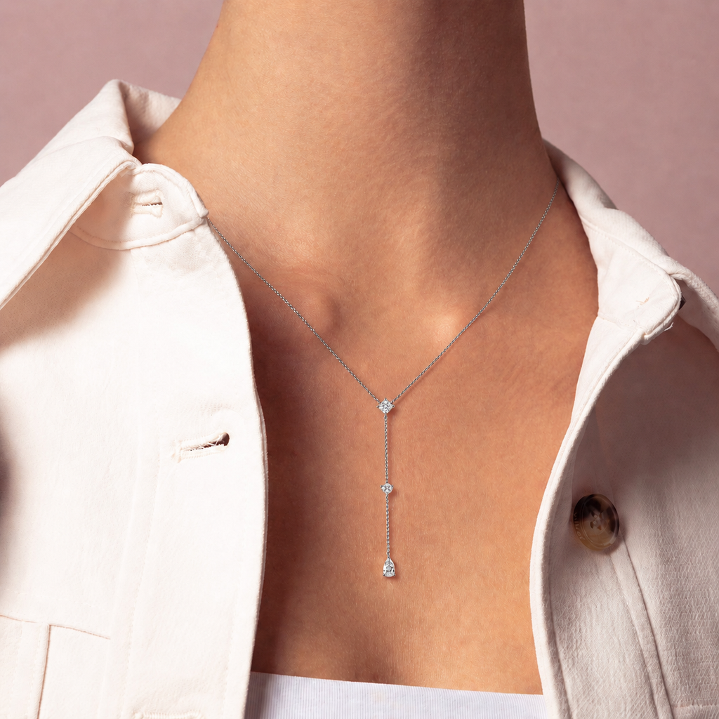 Diamond Drop Lariat Necklace
