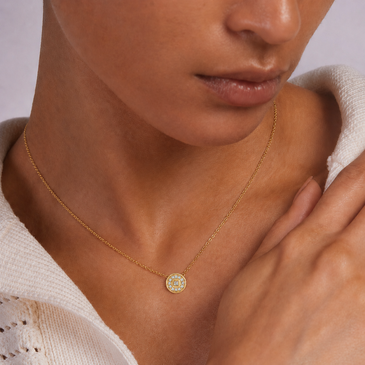 Pavé Medallion Diamond Necklace