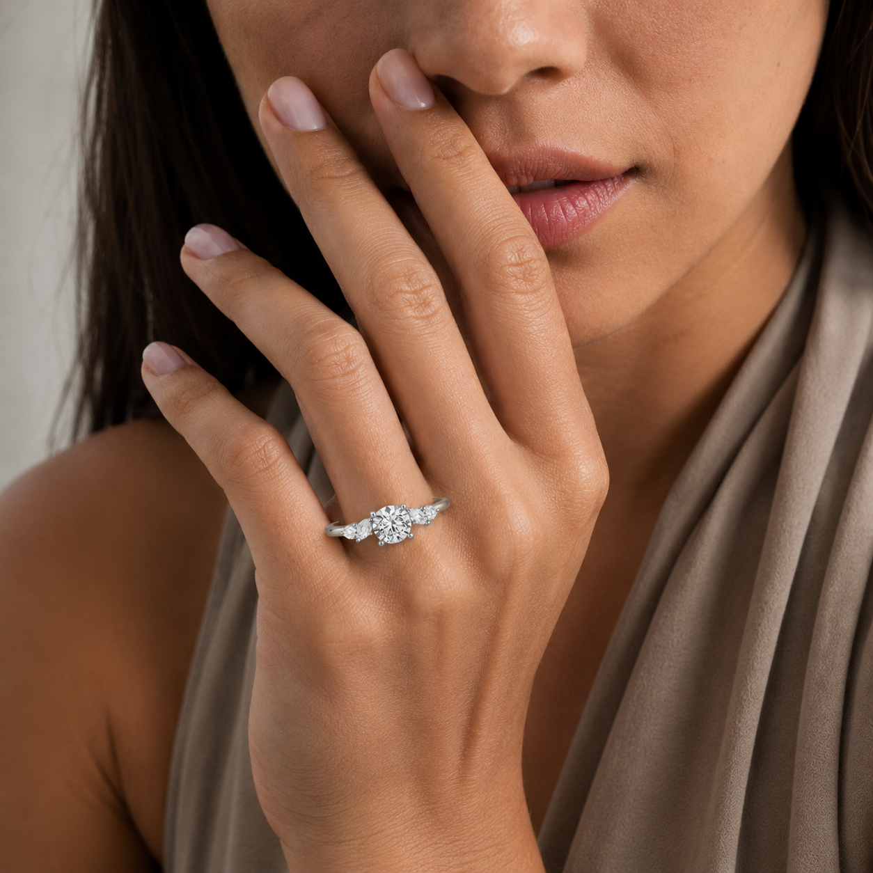 Floral Cluster Diamond Engagement Ring