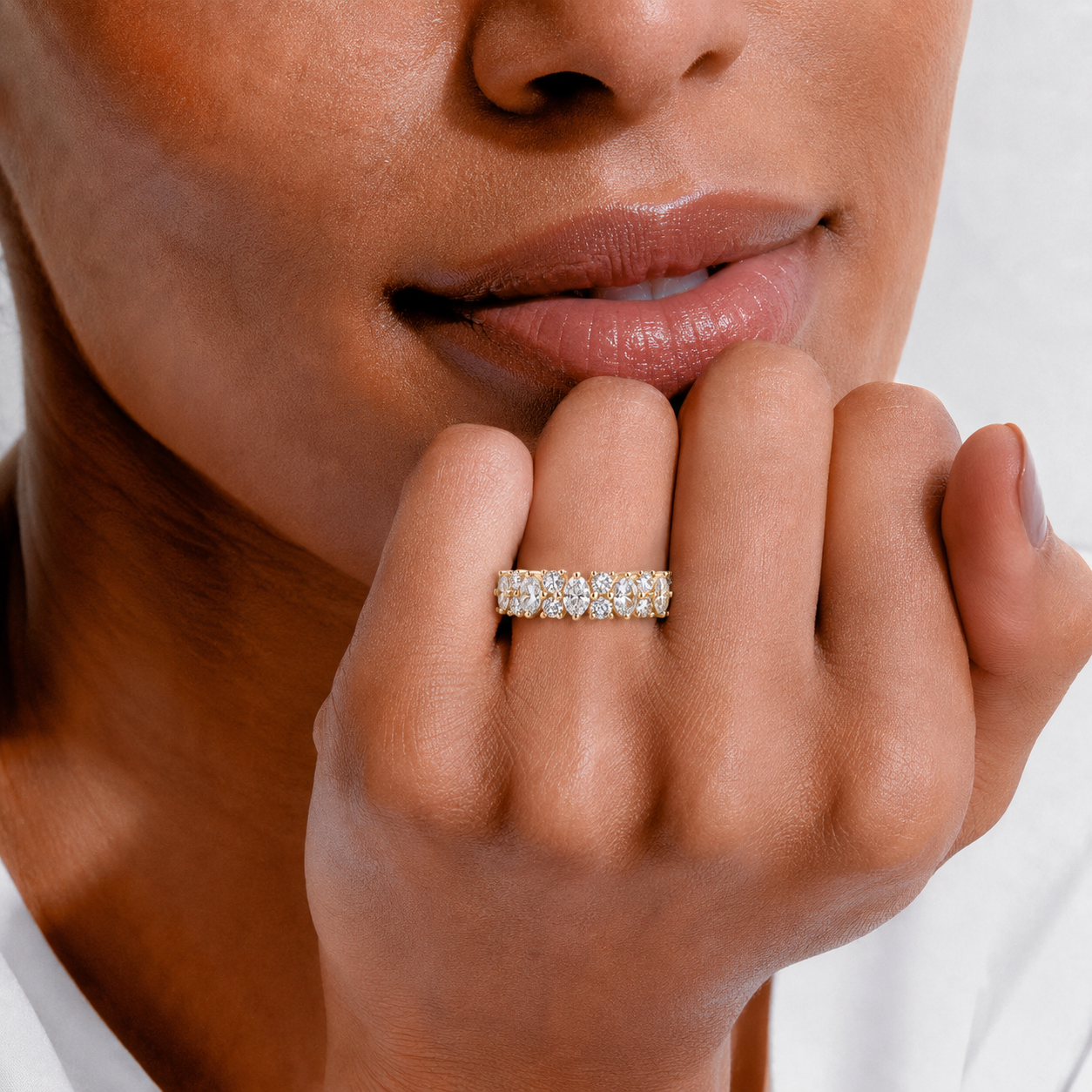Interlocking Diamond Cluster Ring
