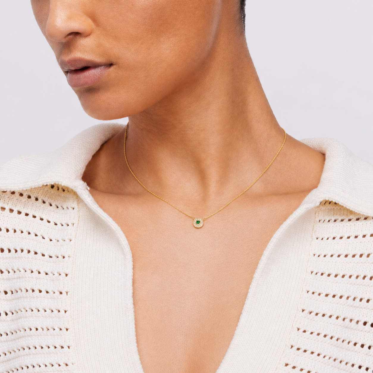 Pavé Emerald Medallion Necklace