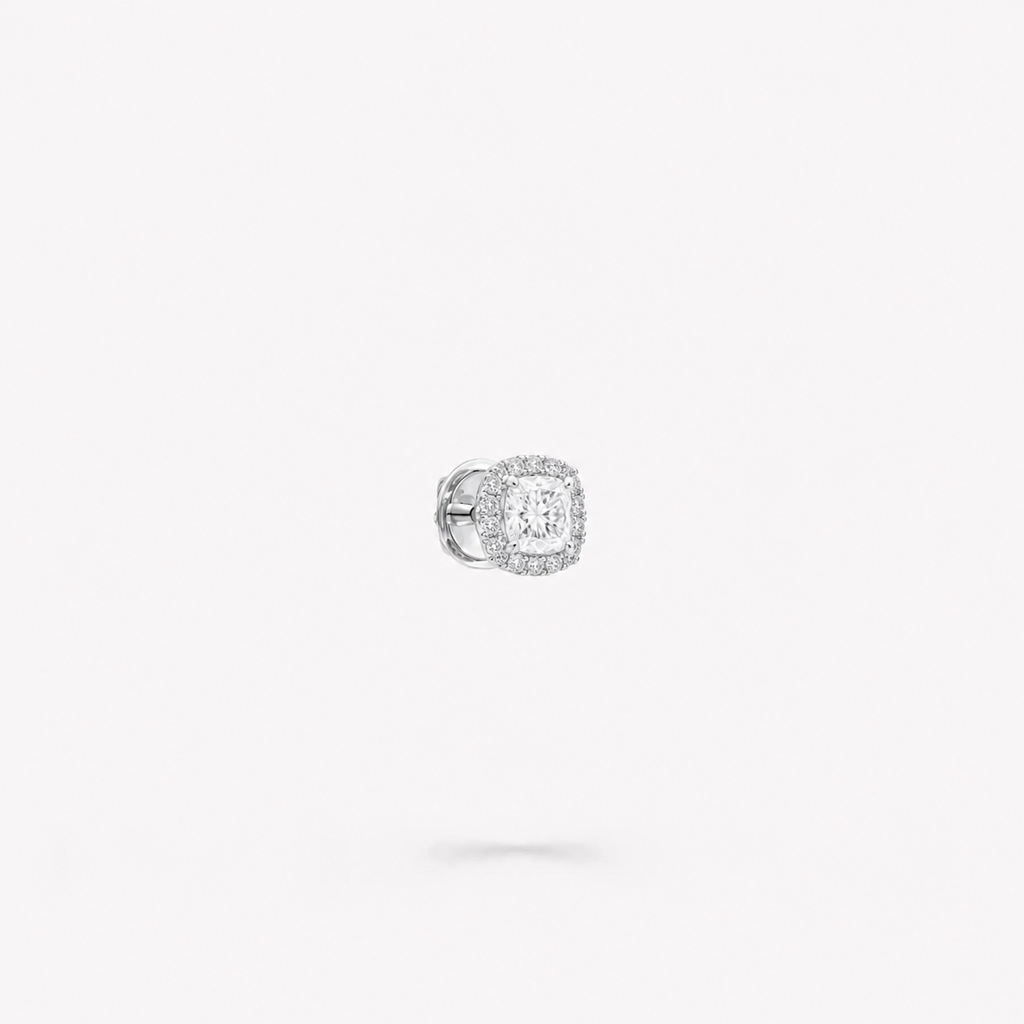 Cushion Halo Diamond Stud Earrings