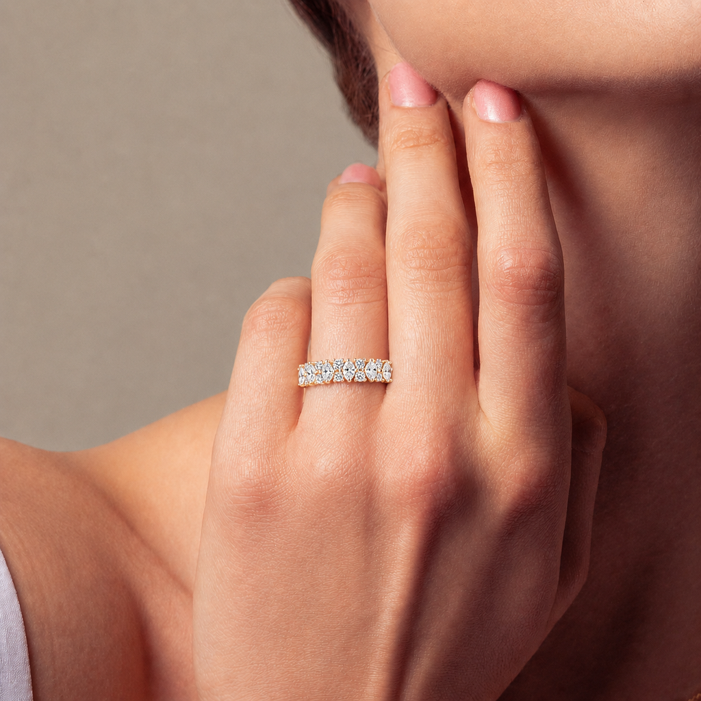 Interlocking Diamond Cluster Ring
