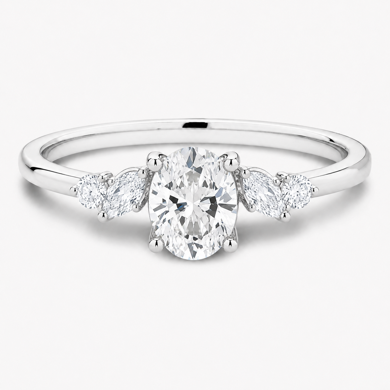 Floral Cluster Diamond Engagement Ring