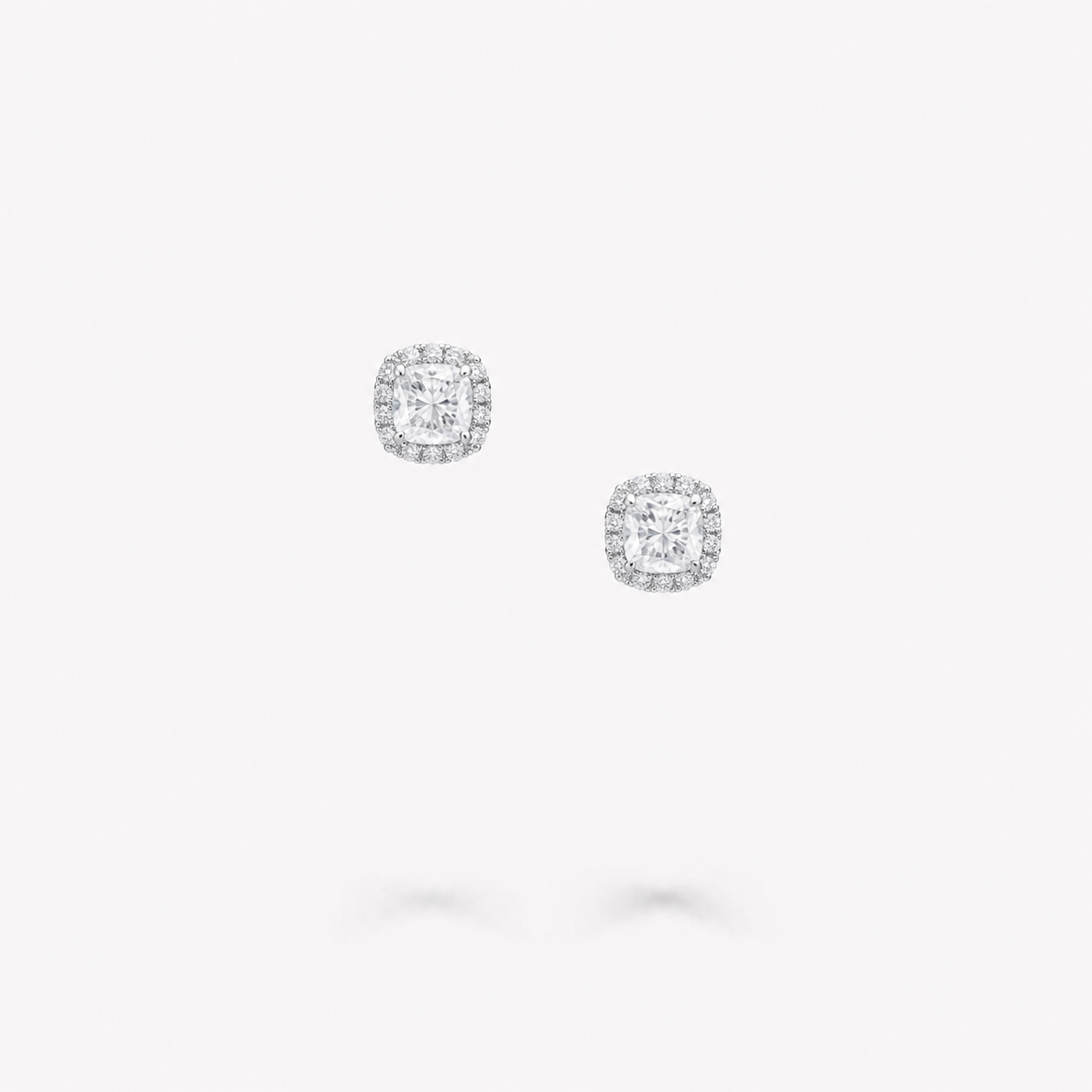 Cushion Halo Diamond Stud Earrings