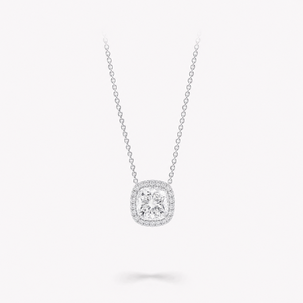 Cushion Halo Diamond Necklace